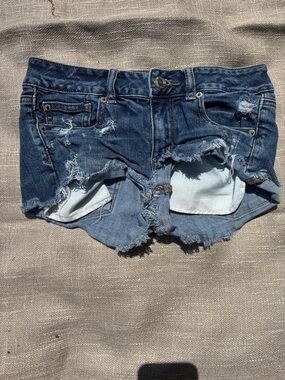 American Eagle Outfitters Distressed Denim Shorts - Blue